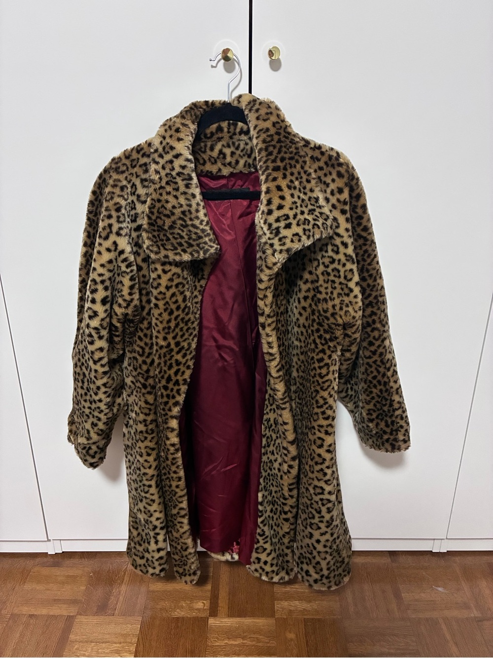 Leopard Print Faux Fur Coat - Brown